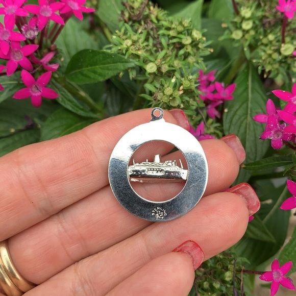 Vintage Sterling Cruise Ship Circle Disc Charm - Picture 5 of 16